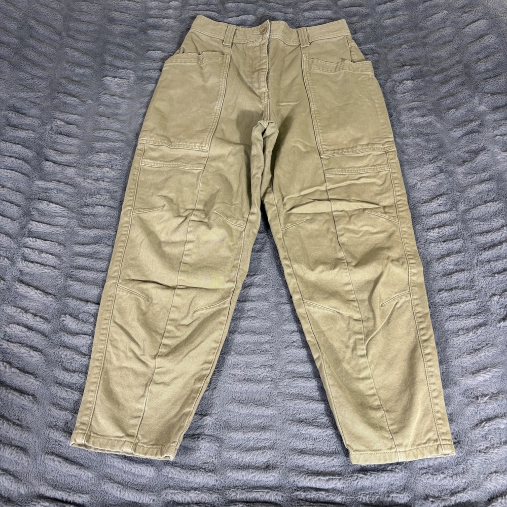Topshop Womens Khaki Tan Cotton Utility Cargo Tapered Leg Pants Size US 8 UK 12